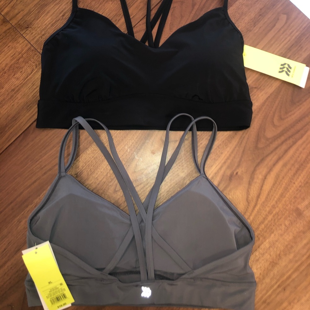 Black & Grey Strappy Sports Bras
